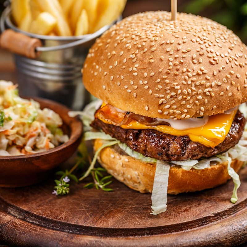 Delicious hamburger with cheese